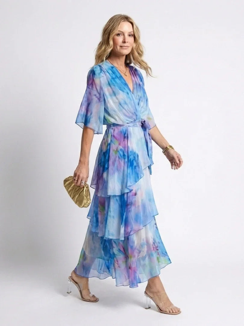 Harper - Women's Maxi Summer Dress Elegant Wrap V Neck with Tiered Ruffles