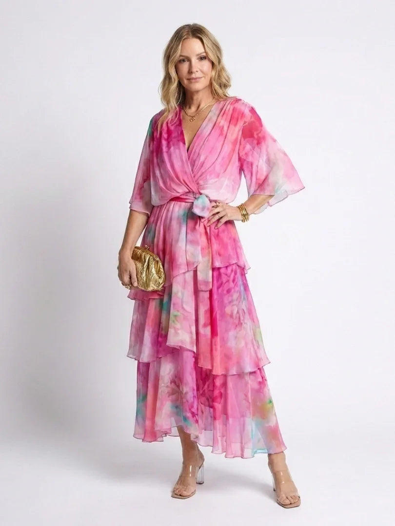 Harper - Women's Maxi Summer Dress Elegant Wrap V Neck with Tiered Ruffles
