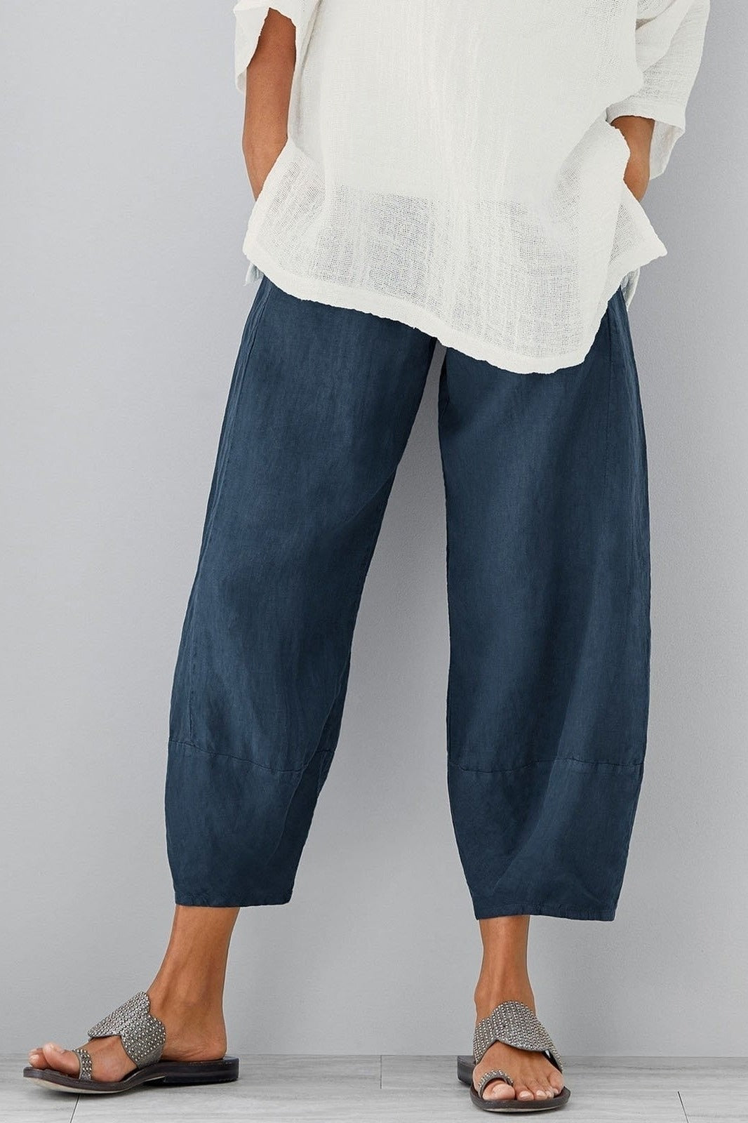 Harper - Women’s Summer Pants Loose and Cropped with Elastic Waist