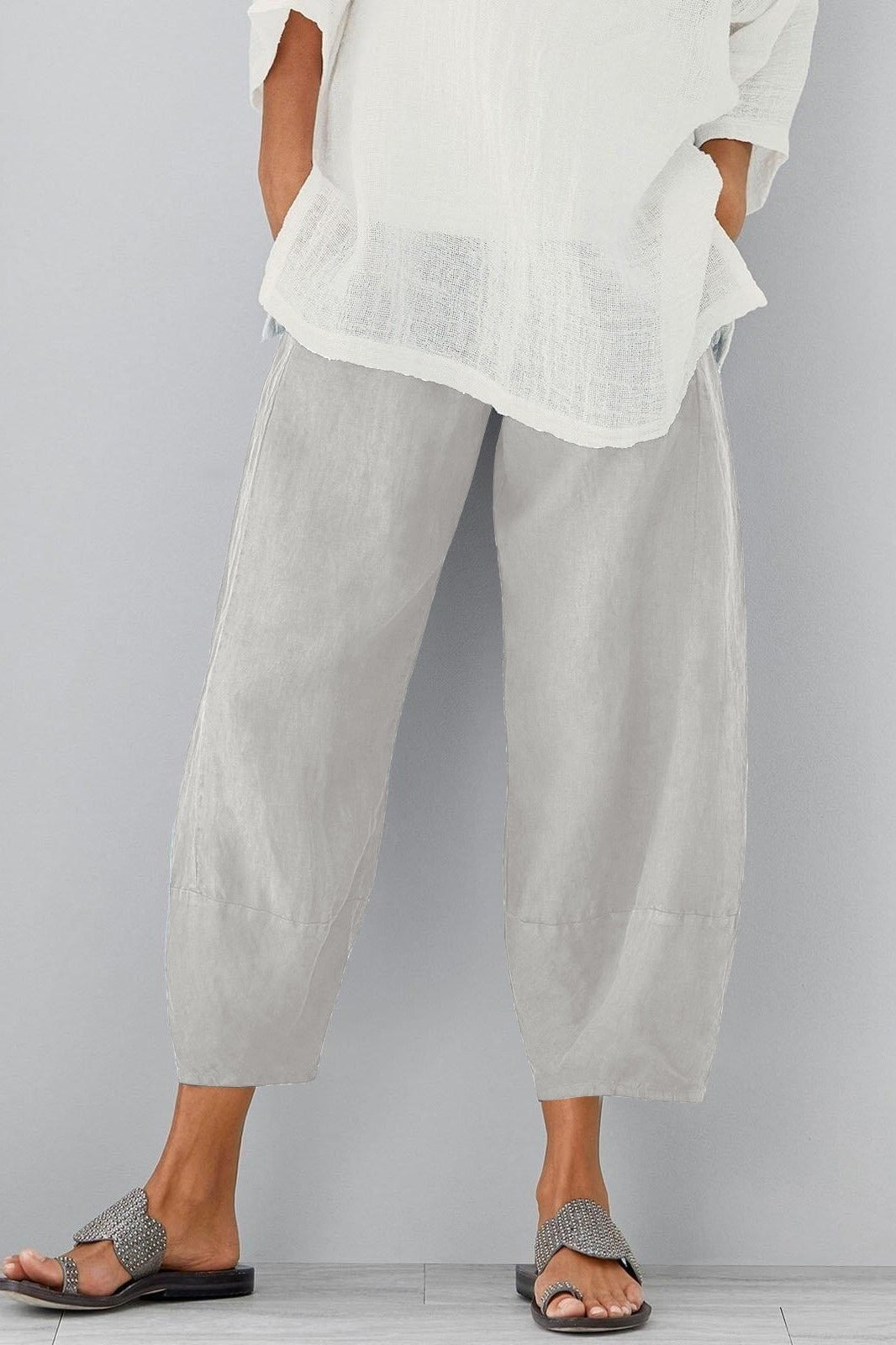 Harper - Women’s Summer Pants Loose and Cropped with Elastic Waist