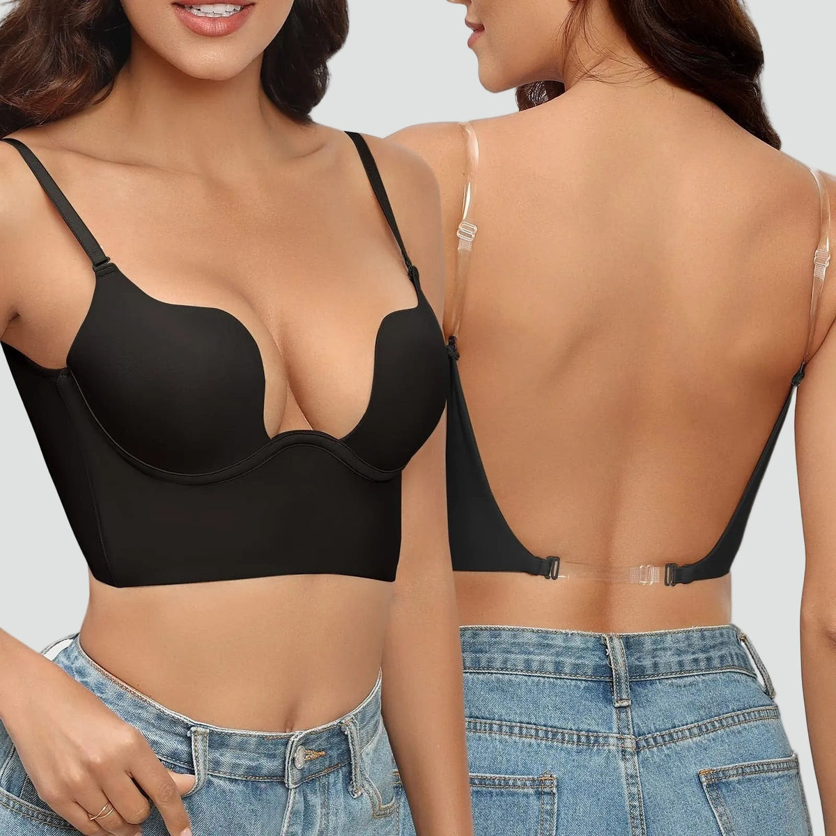 Isla - Women’s Backless Bra Push-Up Self-Supporting with Adjustable Straps
