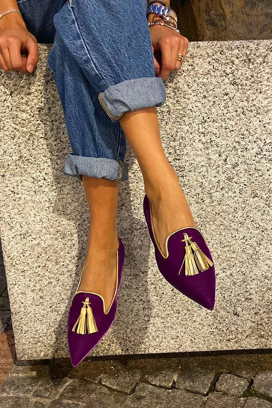 Isla - Women's Comfort Loafers with Pointed Toe and Tassel Detail