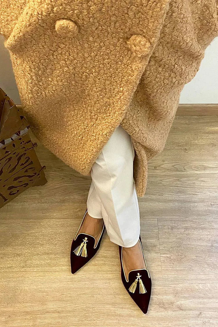 Isla - Women's Comfort Loafers with Pointed Toe and Tassel Detail