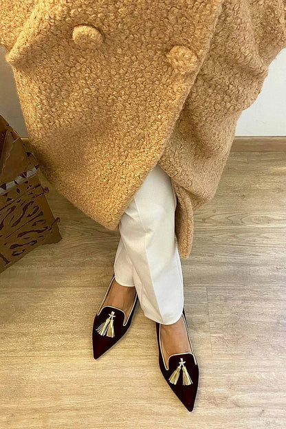 Isla - Women's Comfort Loafers with Pointed Toe and Tassel Detail