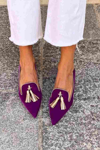 Isla - Women's Comfort Loafers with Pointed Toe and Tassel Detail
