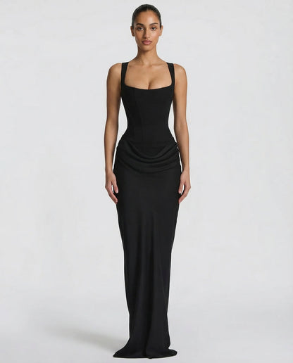 Isla - Women’s Formal Maxi Dress with Corset Bodice and Square Neck