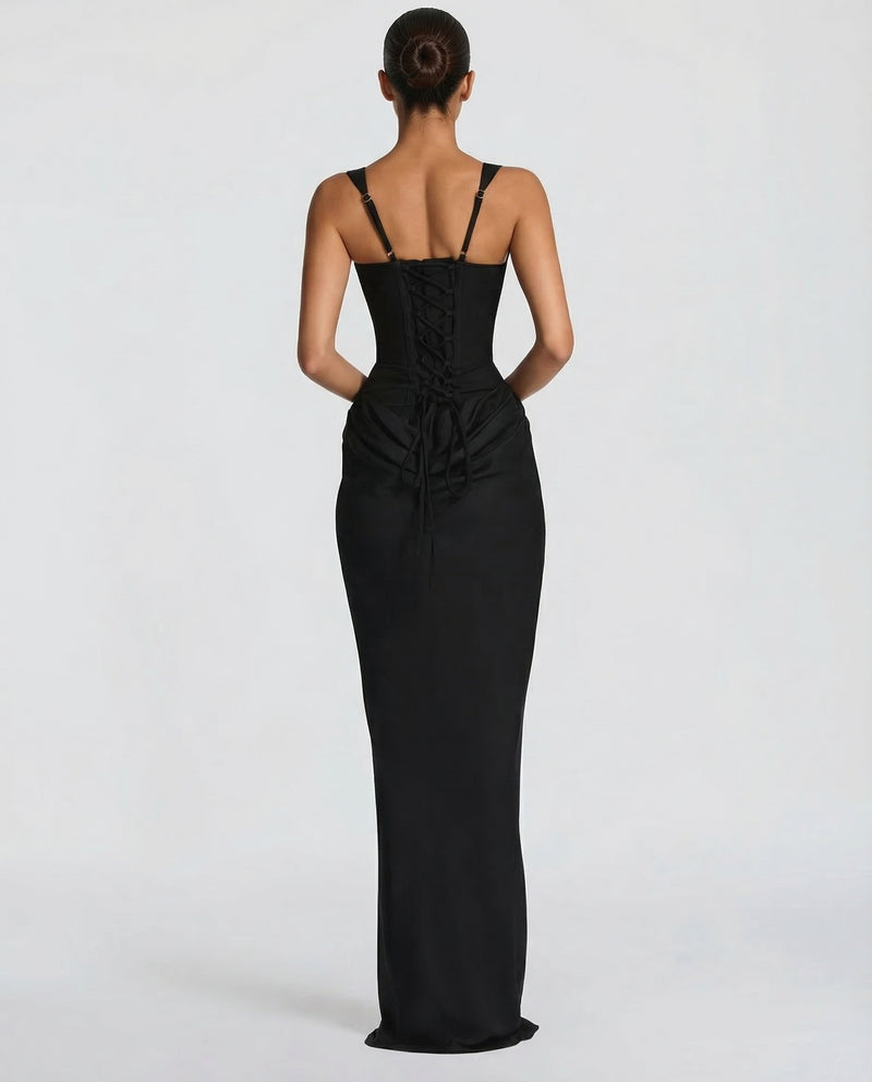 Isla - Women’s Formal Maxi Dress with Corset Bodice and Square Neck