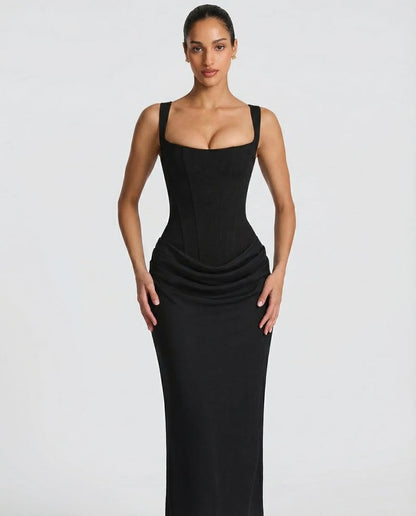 Isla - Women’s Formal Maxi Dress with Corset Bodice and Square Neck