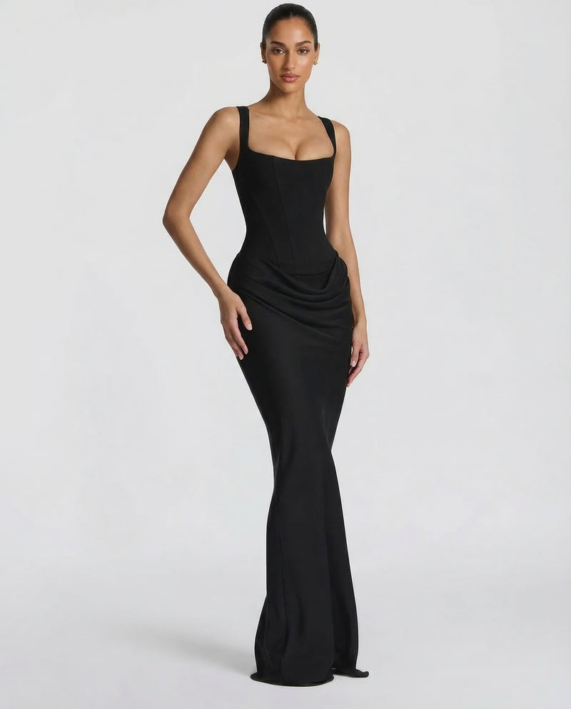 Isla - Women’s Formal Maxi Dress with Corset Bodice and Square Neck