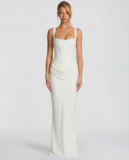 Isla - Women’s Formal Maxi Dress with Corset Bodice and Square Neck