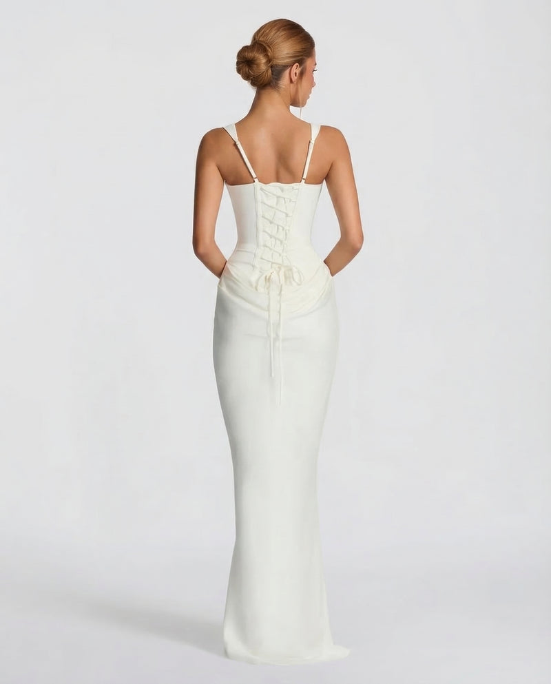 Isla - Women’s Formal Maxi Dress with Corset Bodice and Square Neck