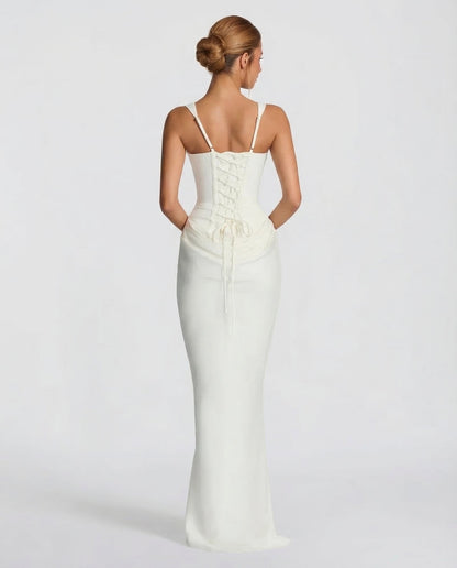 Isla - Women’s Formal Maxi Dress with Corset Bodice and Square Neck