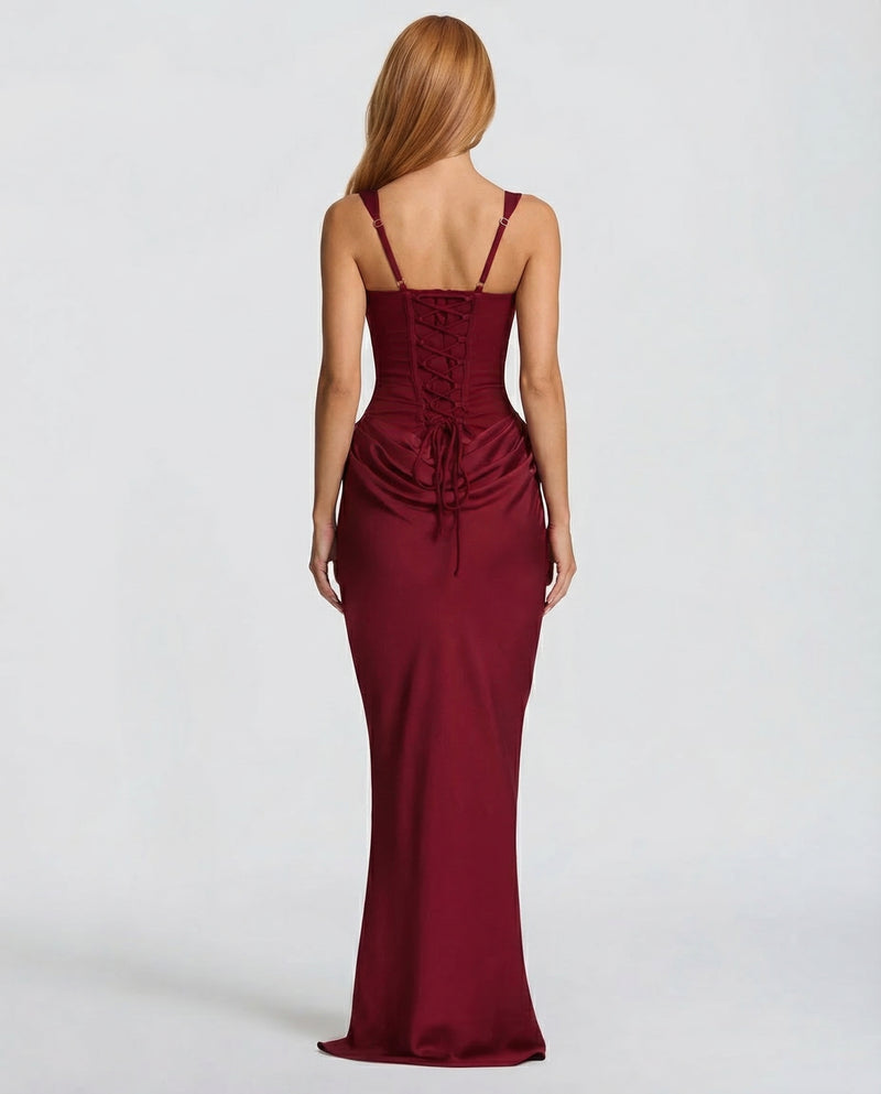 Isla - Women’s Formal Maxi Dress with Corset Bodice and Square Neck