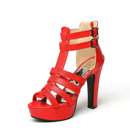 Isla - Women’s Formal Platform Heels with Gladiator Straps and Back Zip