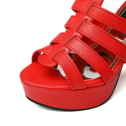 Isla - Women’s Formal Platform Heels with Gladiator Straps and Back Zip