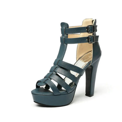 Isla - Women’s Formal Platform Heels with Gladiator Straps and Back Zip