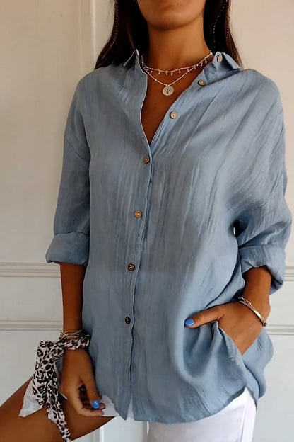 Isla - Women’s Plus Size Summer Blouse Oversized Button Up with Collar