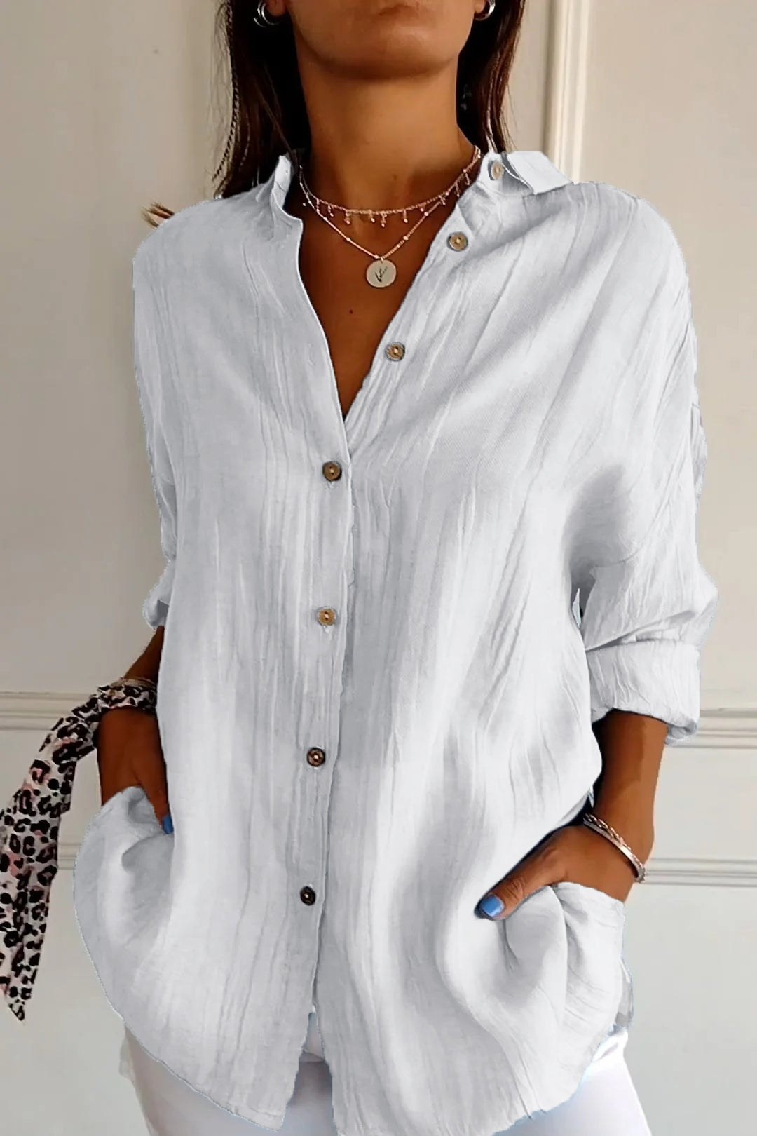 Isla - Women’s Plus Size Summer Blouse Oversized Button Up with Collar
