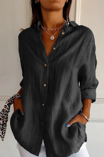 Isla - Women’s Plus Size Summer Blouse Oversized Button Up with Collar