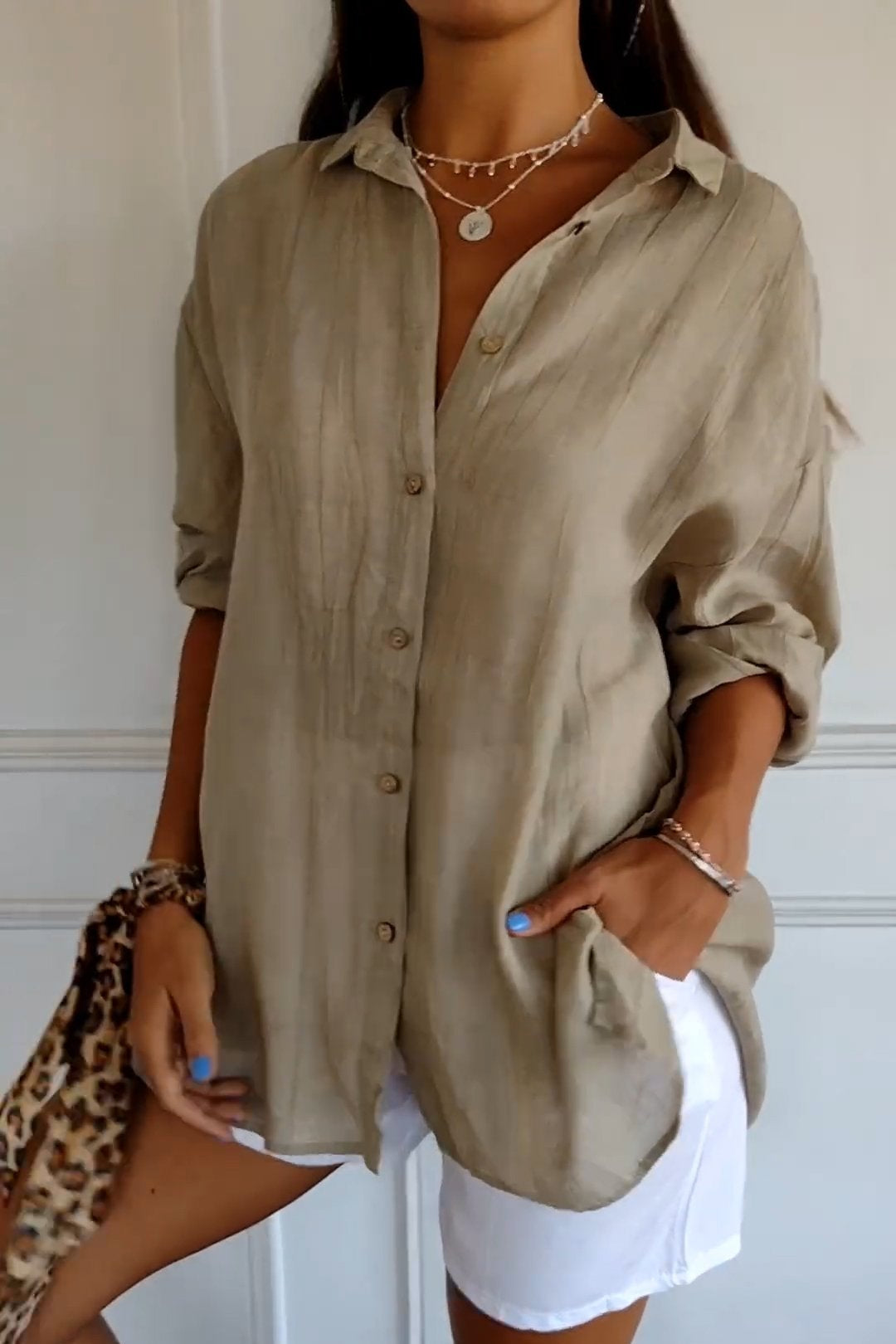 Isla - Women’s Plus Size Summer Blouse Oversized Button Up with Collar