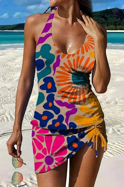 Isla - Women's Plus Size Tankini Swimsuit with Halter Neck and Side Ruching