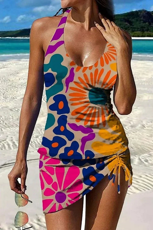 Isla - Women's Plus Size Tankini Swimsuit with Halter Neck and Side Ruching