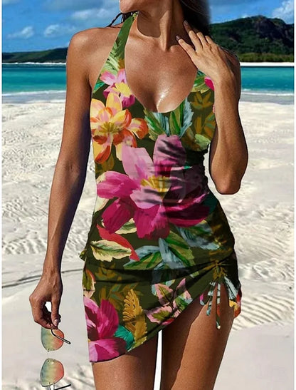 Isla - Women's Plus Size Tankini Swimsuit with Halter Neck and Side Ruching