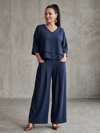 Isla - Women's Summer Co-Ord Set Relaxed with Wide Leg Trousers