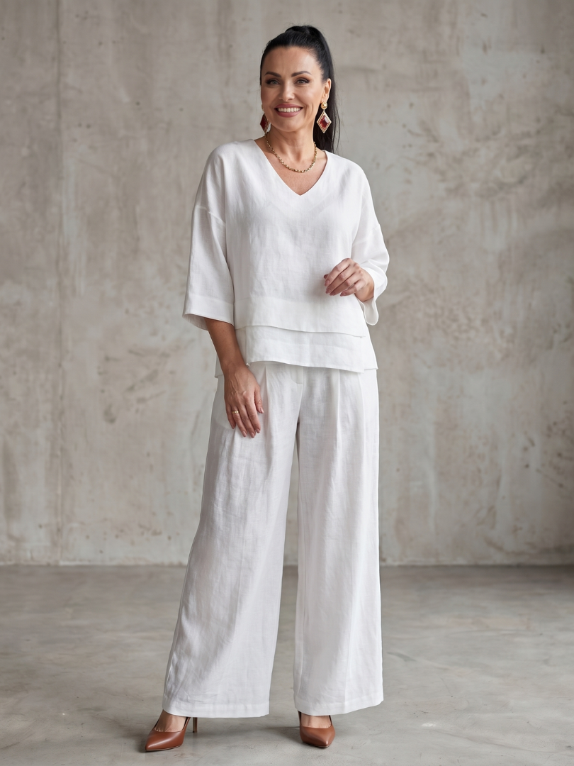 Isla - Women's Summer Co-Ord Set Relaxed with Wide Leg Trousers