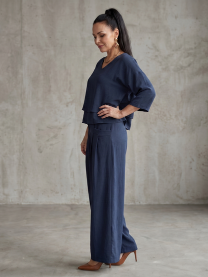 Isla - Women's Summer Co-Ord Set Relaxed with Wide Leg Trousers