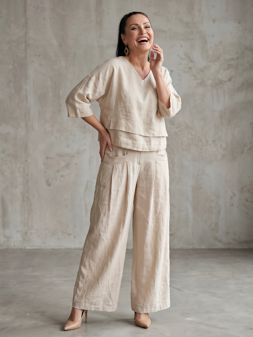 Isla - Women's Summer Co-Ord Set Relaxed with Wide Leg Trousers