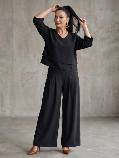 Isla - Women's Summer Co-Ord Set Relaxed with Wide Leg Trousers