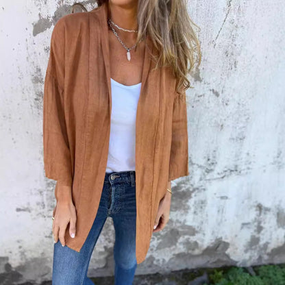 Isla - Women's Summer Jacket Light Open Front with Three Quarter Sleeves