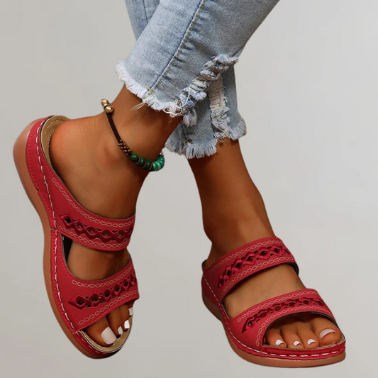 Isla - Women’s Summer Sandals Wide Foot with Wedge Sole and Cut Out Straps