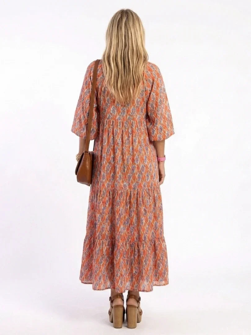 Lily - Women's Maxi Summer Dress Elegant Boho Tiered with Balloon Sleeves
