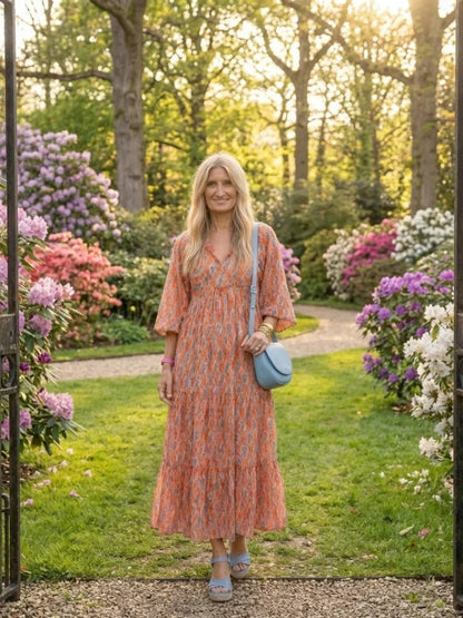 Lily - Women's Maxi Summer Dress Elegant Boho Tiered with Balloon Sleeves