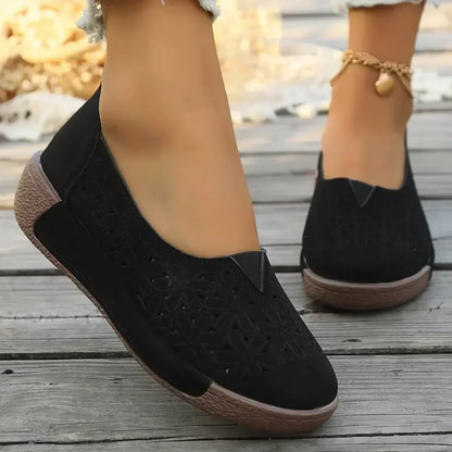 Lily - Women’s Platform Loafers Comfort Slip-On with Perforated Detail