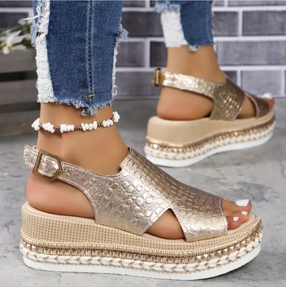 Lily - Women’s Summer Sandals Chunky Comfort Platform with Buckle Slingback