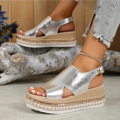 Lily - Women’s Summer Sandals Chunky Comfort Platform with Buckle Slingback