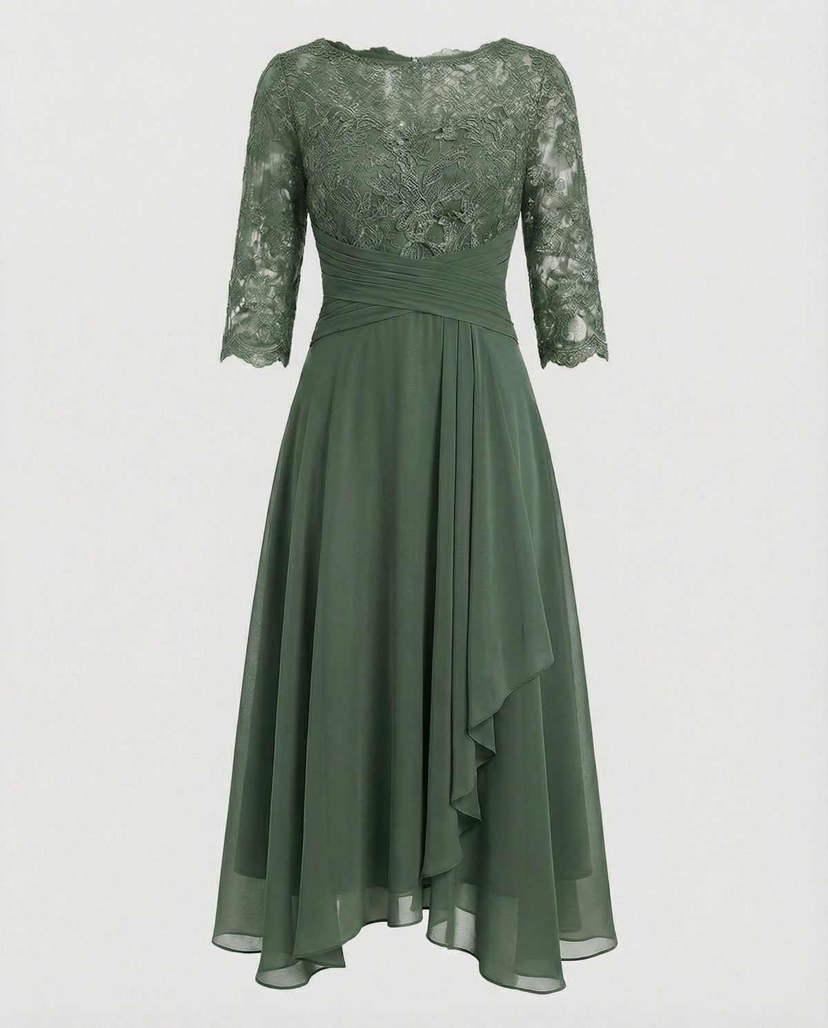 Lucy - Women's Long Evening Dress with Embroidered Bodice and Half Sleeves