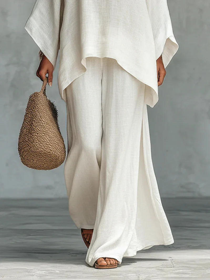 Matilda - Women's Summer Co-Ord Set Oversized Relaxed Top with Wide Leg Trousers