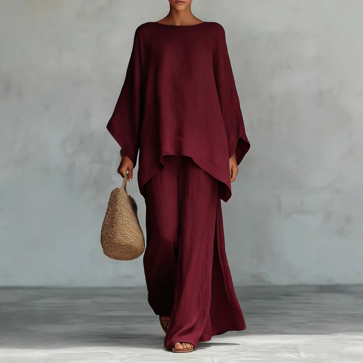 Matilda - Women's Summer Co-Ord Set Oversized Relaxed Top with Wide Leg Trousers