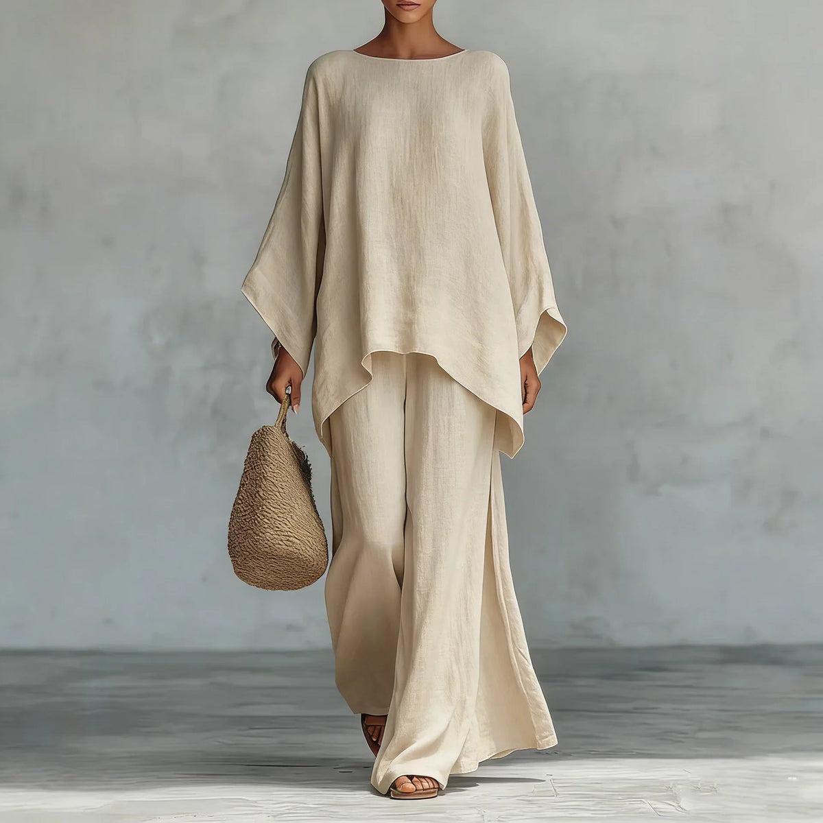 Matilda - Women's Summer Co-Ord Set Oversized Relaxed Top with Wide Leg Trousers