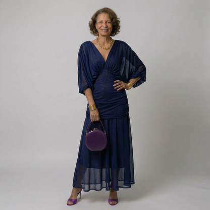Matilda - Women's Summer Maxi Dress with V Neck and Ruched Bodice