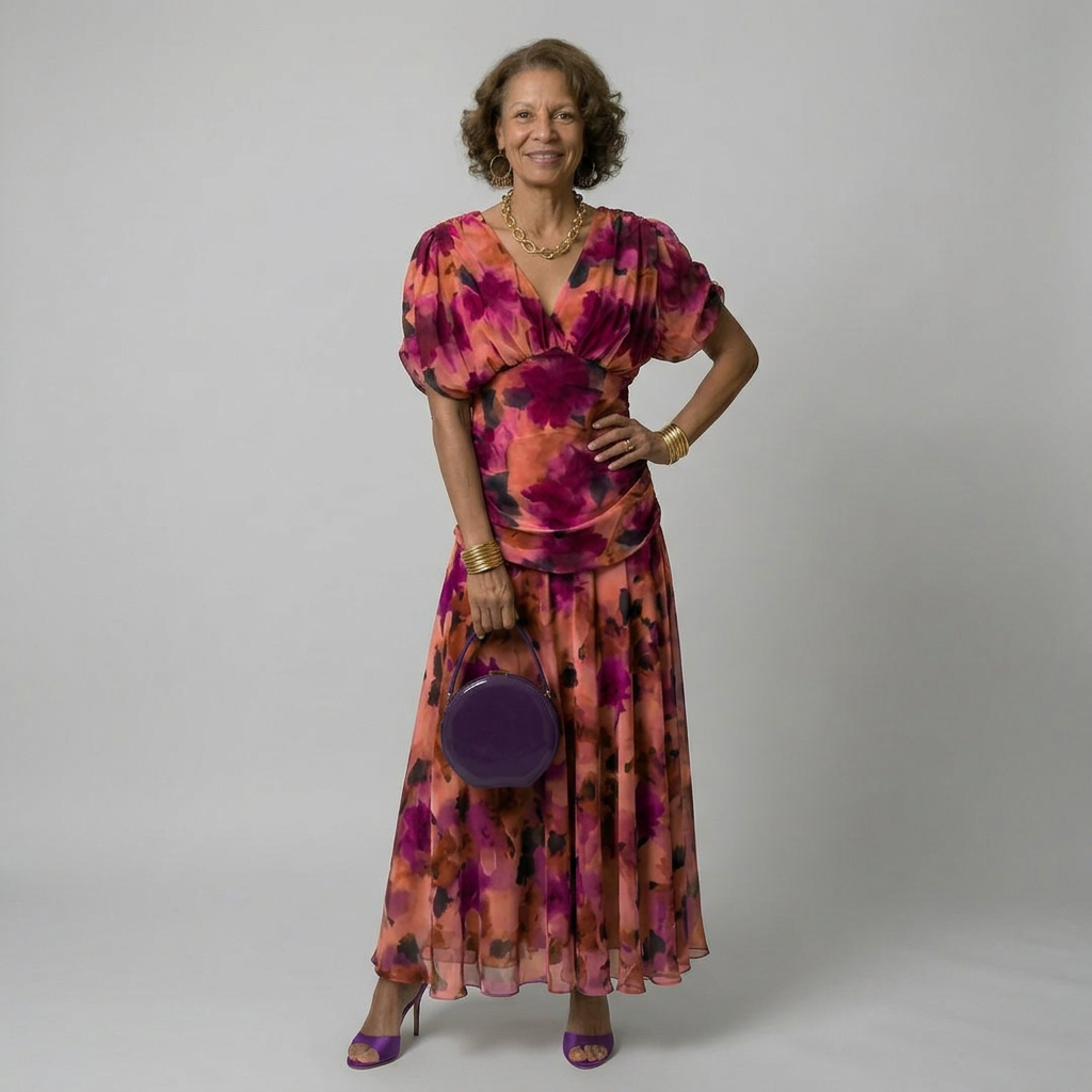 Matilda - Women's Summer Maxi Dress with V Neck and Ruched Bodice