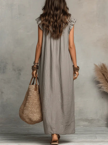 Matilda - Women’s Summer Wedding Guest Maxi Dress with Ruffle V Neck