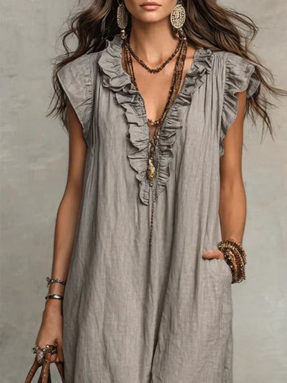 Matilda - Women’s Summer Wedding Guest Maxi Dress with Ruffle V Neck