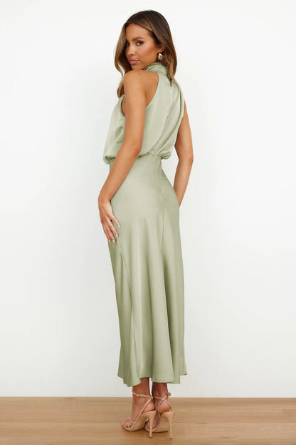 Matilda - Women’s Wedding Guest Maxi Dress Formal with Draped Halter Neck