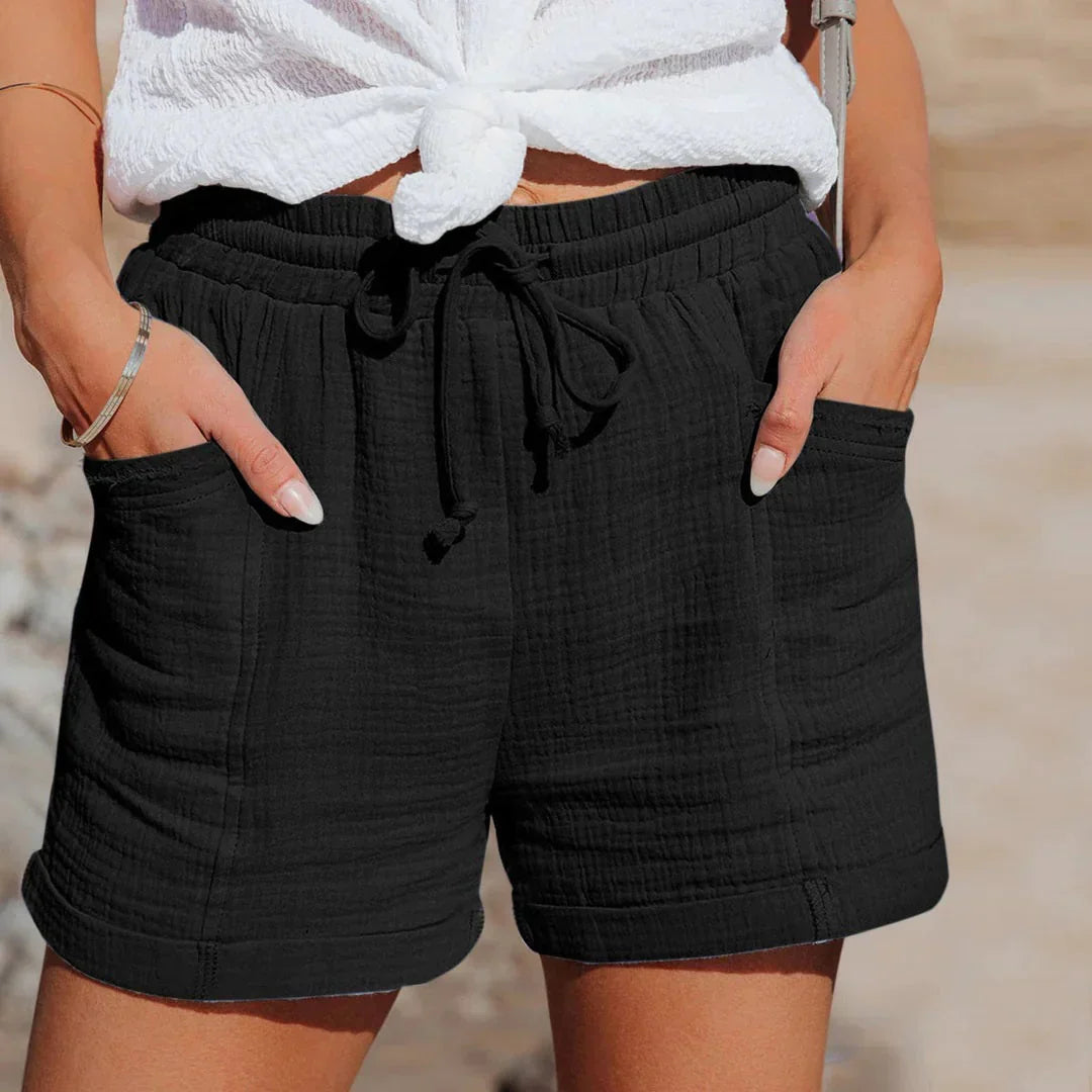 Mia - Women’s Summer Shorts High Waisted with Drawstring and Pockets