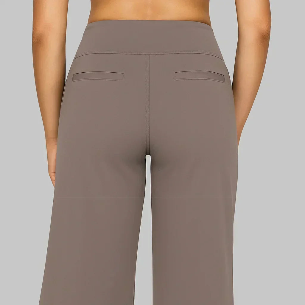 Mia - Women's Trousers High Waisted Comfort Fit with Wide Leg and Pockets
